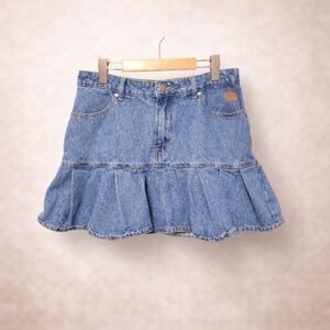 Flying Angel Blue Ruffled Mini Skirt